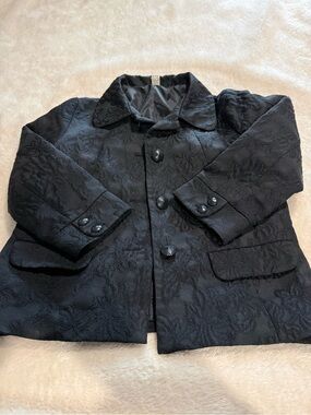 Black Floral Jacquard Button Front Jacket